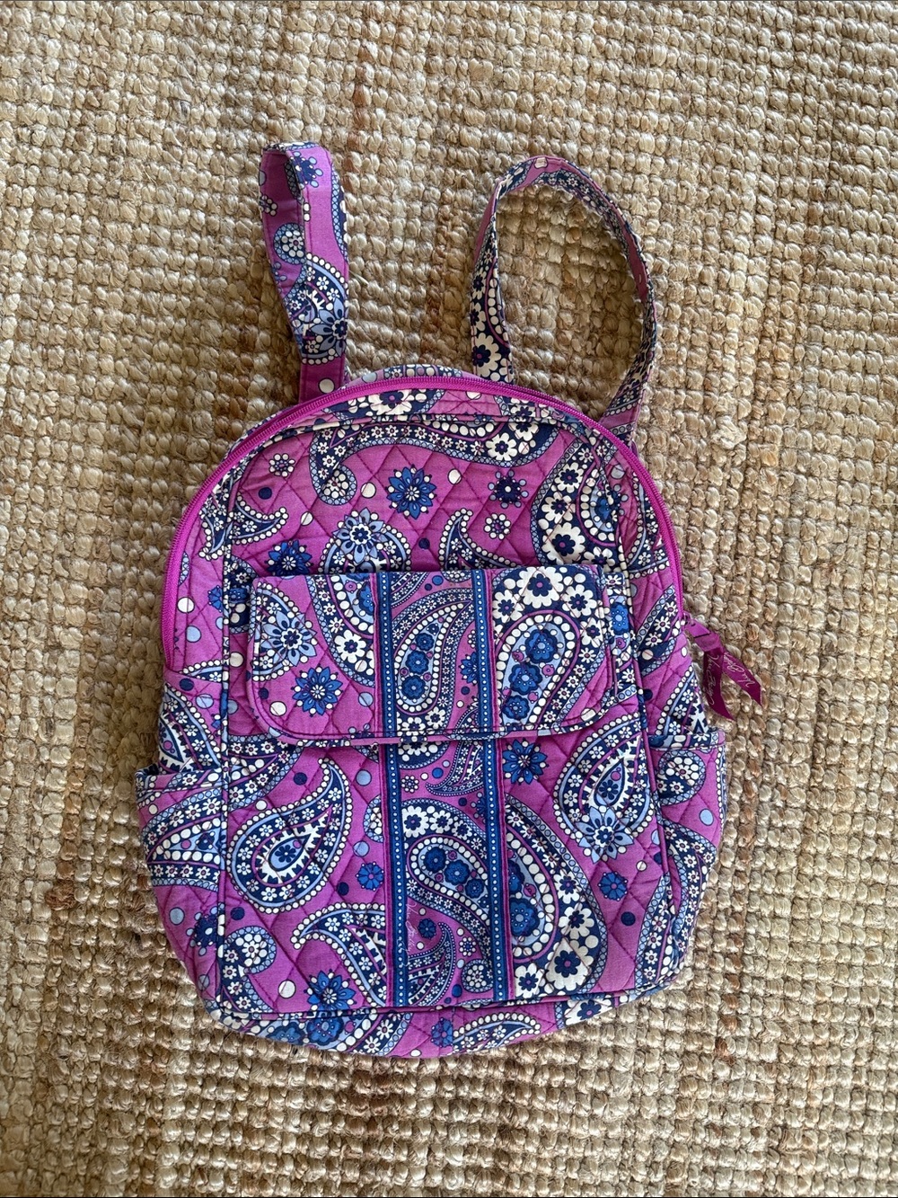 Vera Bradley Mini Backpack Purple Paisley Quilted Cotton Retired Print